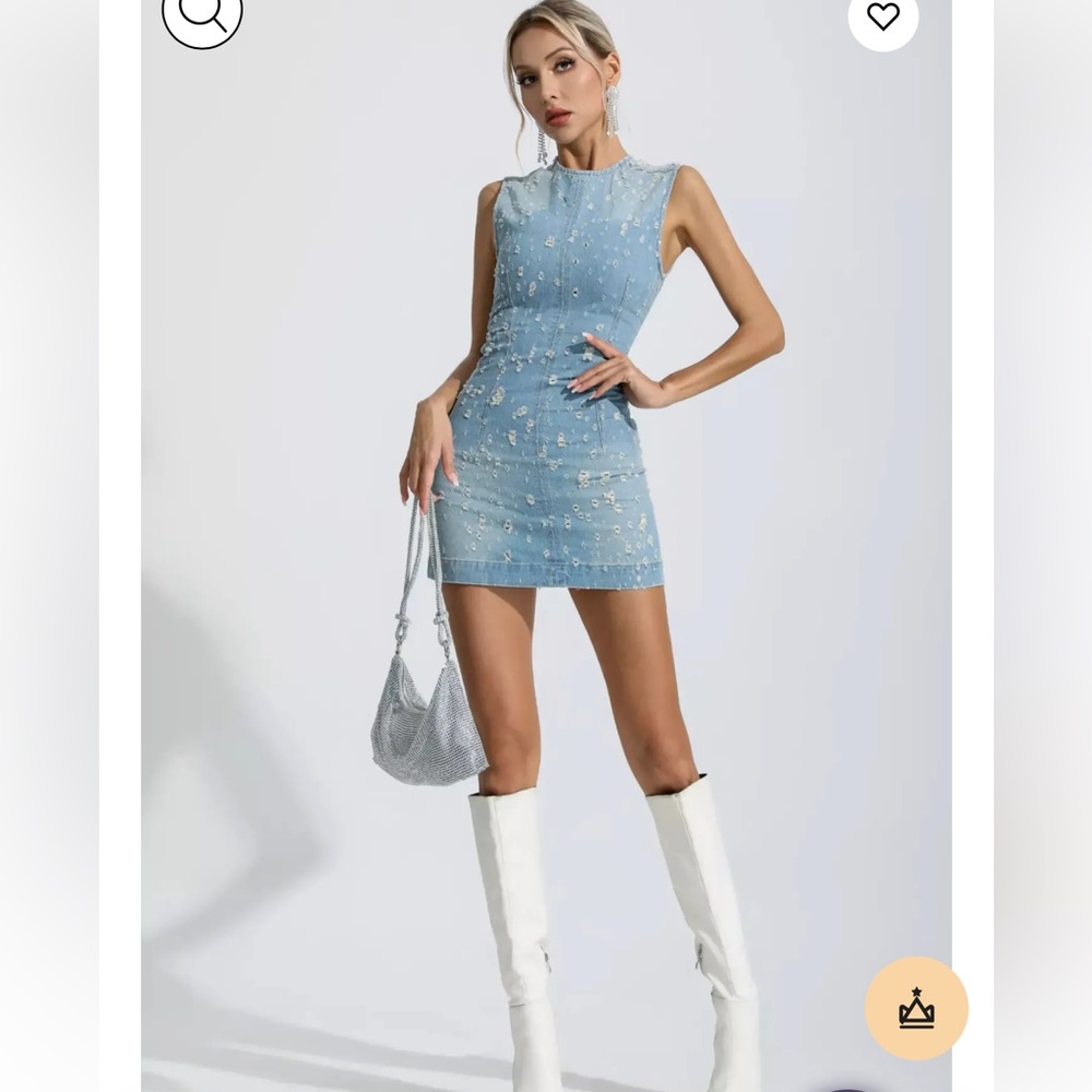 Catchall Eve Denim Blue Sleeveless Mini Dress Size Small